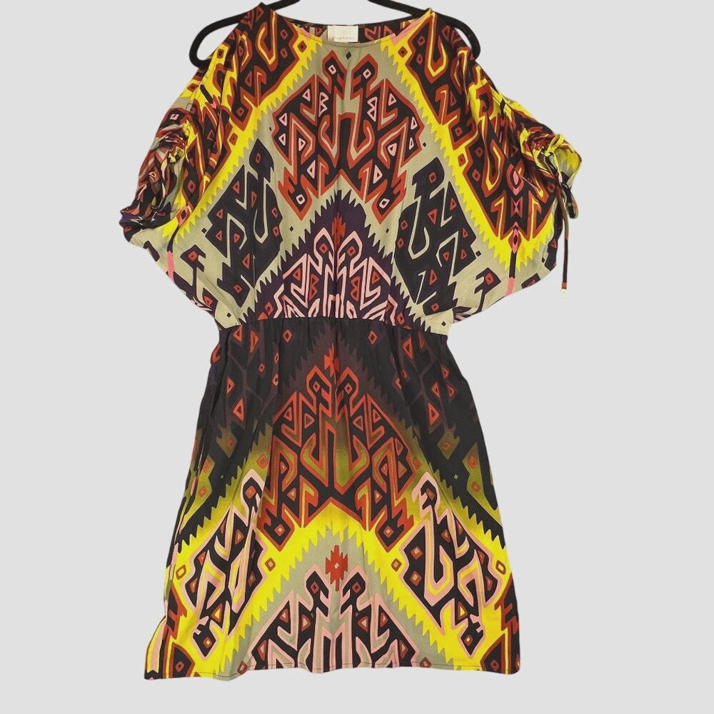 Donna Morgan Vintage Womens 6 Multicolor Aztec Cold Shoulder Dolman Sleeve Dress